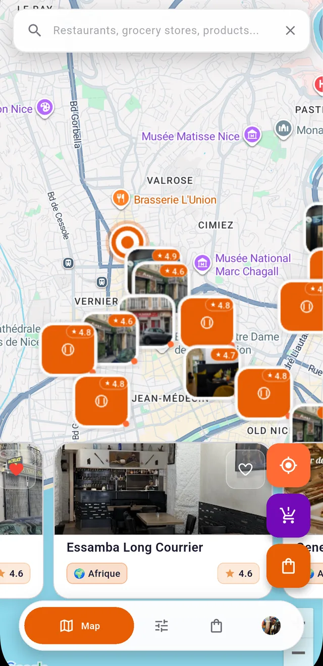 Raccourcis de Maki : se localiser, ouvrir le marché, voir son panier